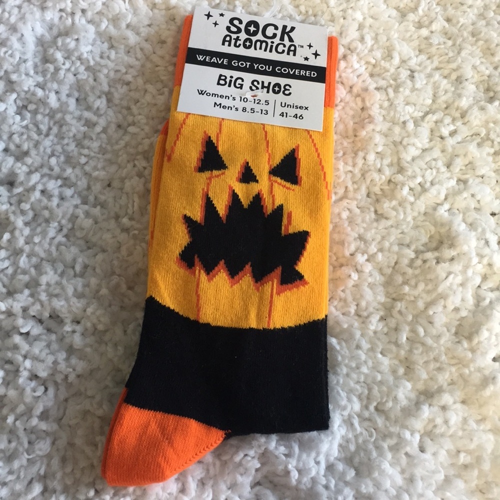 Sock Atomica- Halloween Pumpkin-Big Shoe: Unisex Sizing 41-46